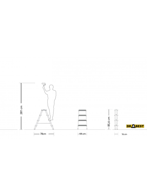 Schůdky hliníkové oboustranné 4 stupně 150Kg DRABEST