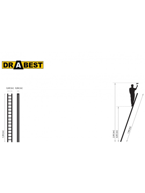 Žebřík jednodílný 7 příček 1x7 150Kg DRABEST