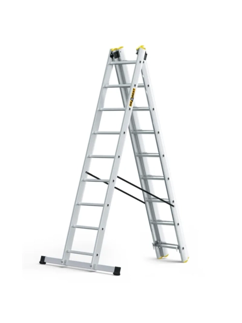 Žebřík třídílný 9 příček 3x9 150Kg DRABEST